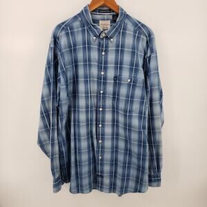 GH Bass & Co Men's XL Long Blue Indigo Long Sleeve Button Front Casual Cotton